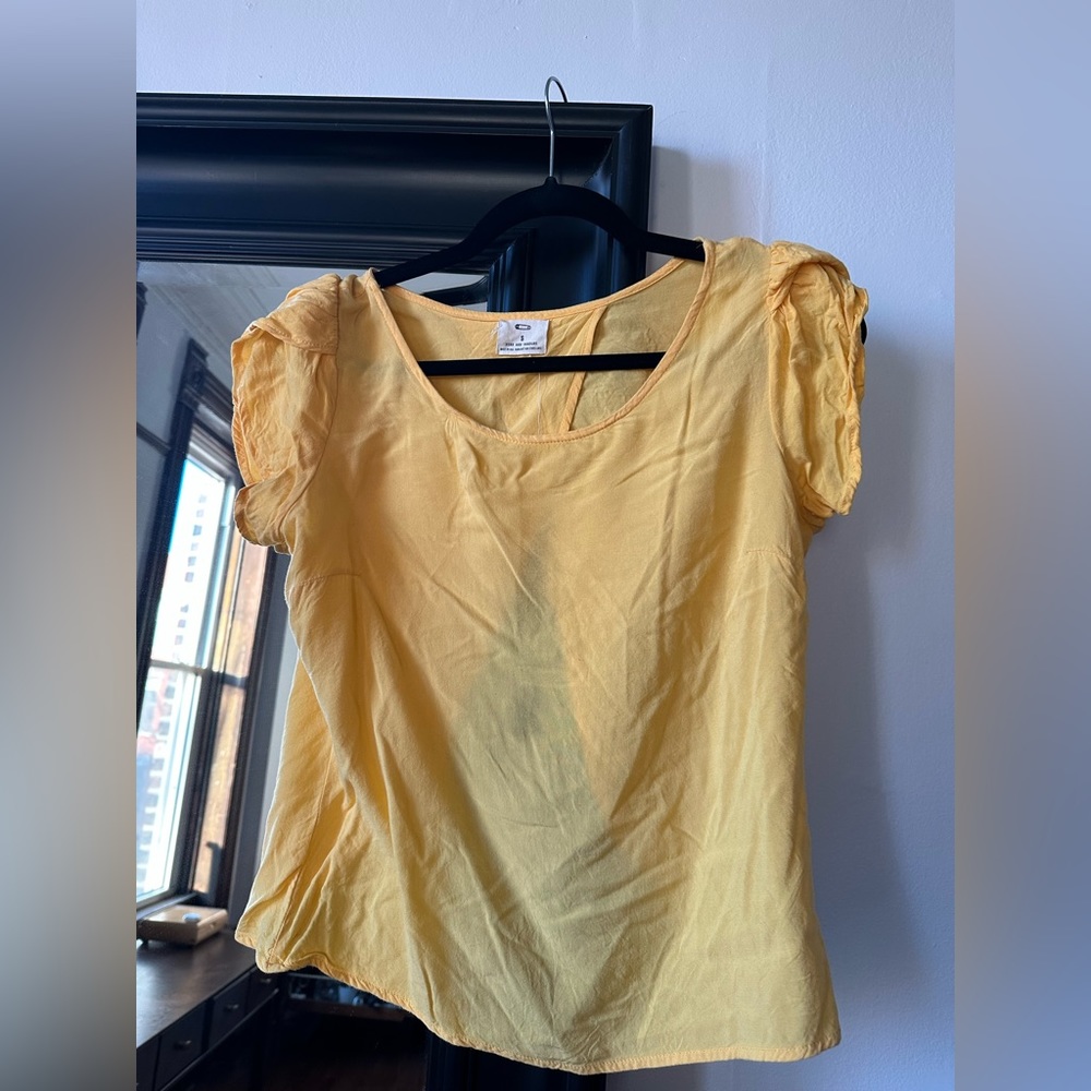 Yellow crop top slit back top Urban Outfitters